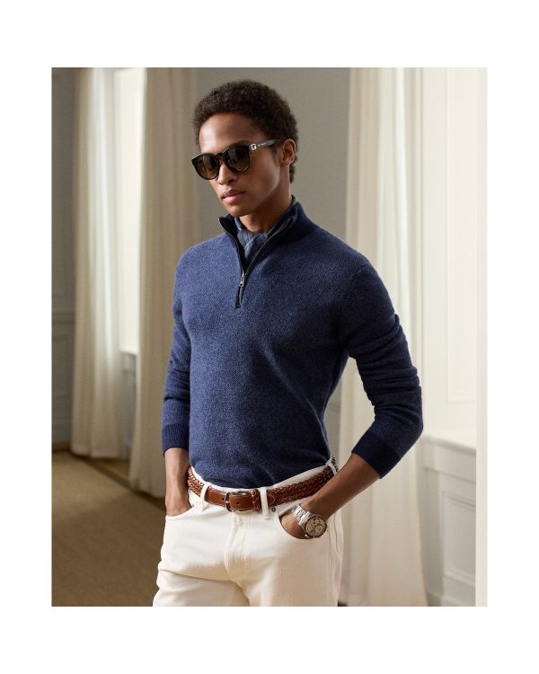 Polo Ralph Lauren Birdseye Cashmere Quarter Zip Sweater