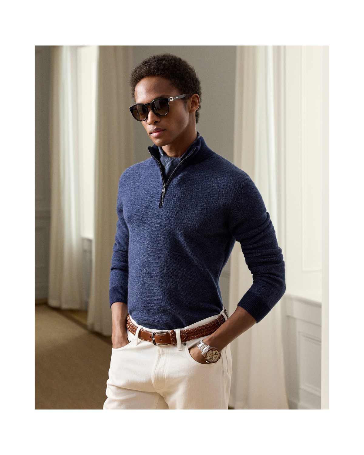 Polo Ralph Lauren Birdseye Cashmere Quarter Zip Sweater