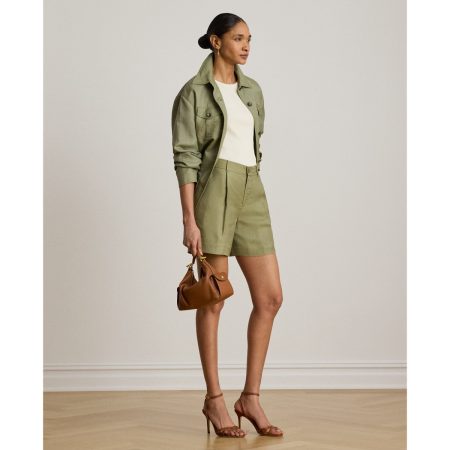 Ralph Lauren Pleated Linen-Blend Twill Short