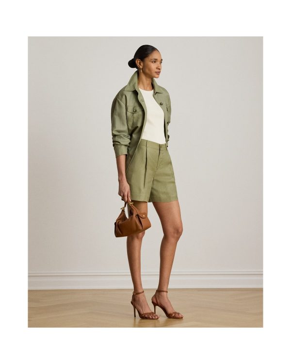Ralph Lauren Pleated Linen-Blend Twill Short