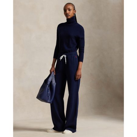 Ralph Lauren Drawstring Fleece Wide-Leg Sweatpant