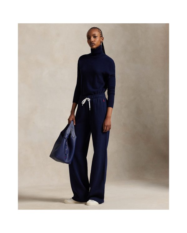 Ralph Lauren Drawstring Fleece Wide-Leg Sweatpant