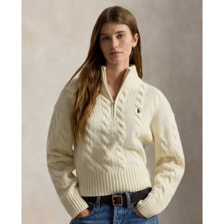 Ralph Lauren Cable Wool-Cashmere Half-Zip Sweater