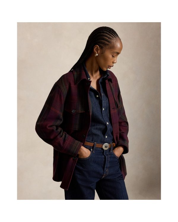 Ralph Lauren Plaid Wool Blend Twill Shirt Jacket