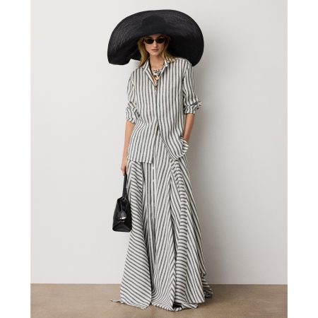 Ralph Lauren Shamus Striped Linen Maxiskirt
