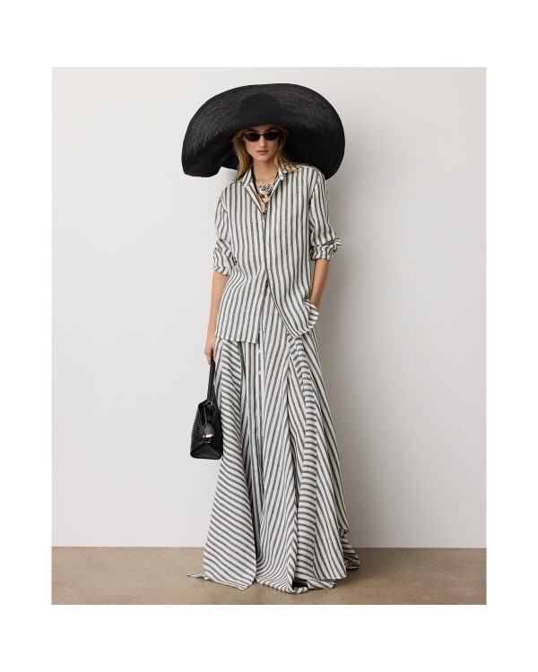 Ralph Lauren Shamus Striped Linen Maxiskirt