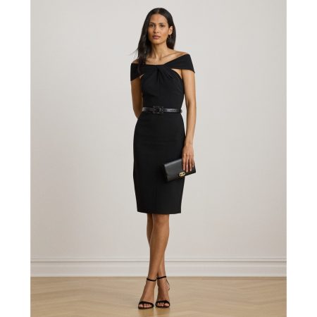 Ralph Lauren Twist-Front Crepe Cocktail Dress