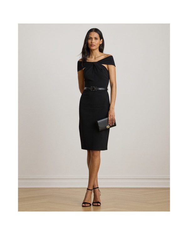 Ralph Lauren Twist-Front Crepe Cocktail Dress