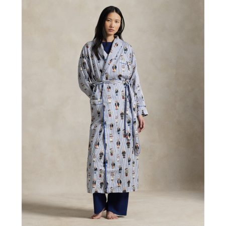 Ralph Lauren Striped Polo Bear Cotton Sateen Robe