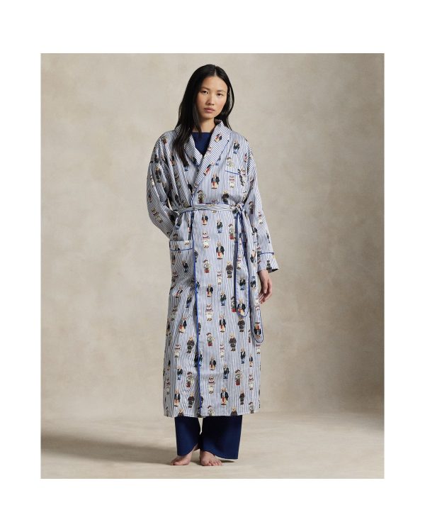 Ralph Lauren Striped Polo Bear Cotton Sateen Robe