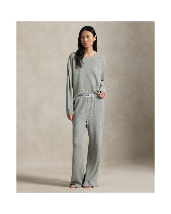 Ralph Lauren Striped Waffle Knit Long Sleeve PJ Set