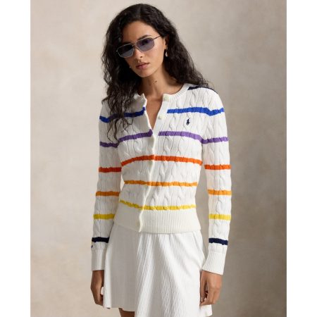 Ralph Lauren US Open Striped Cable Cotton Cardigan