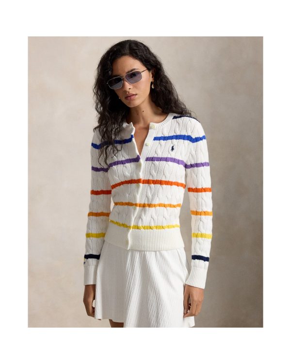 Ralph Lauren US Open Striped Cable Cotton Cardigan