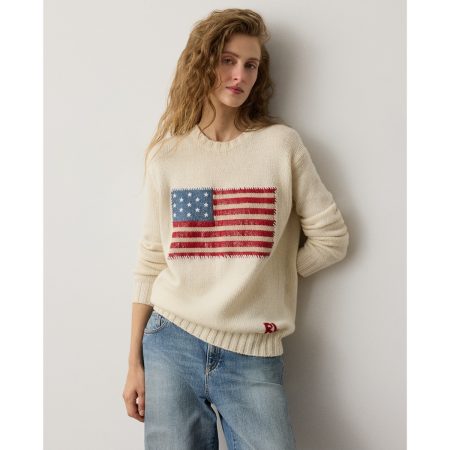 Ralph Lauren Embellished Cashmere Flag Sweater