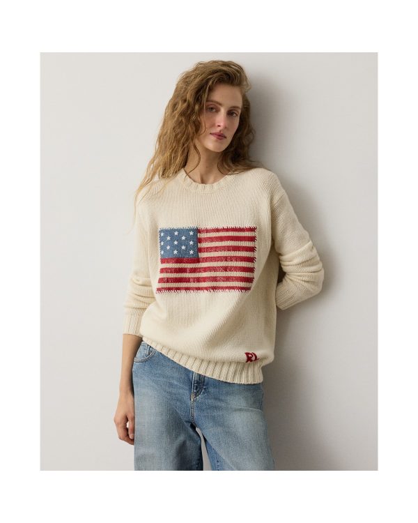 Ralph Lauren Embellished Cashmere Flag Sweater
