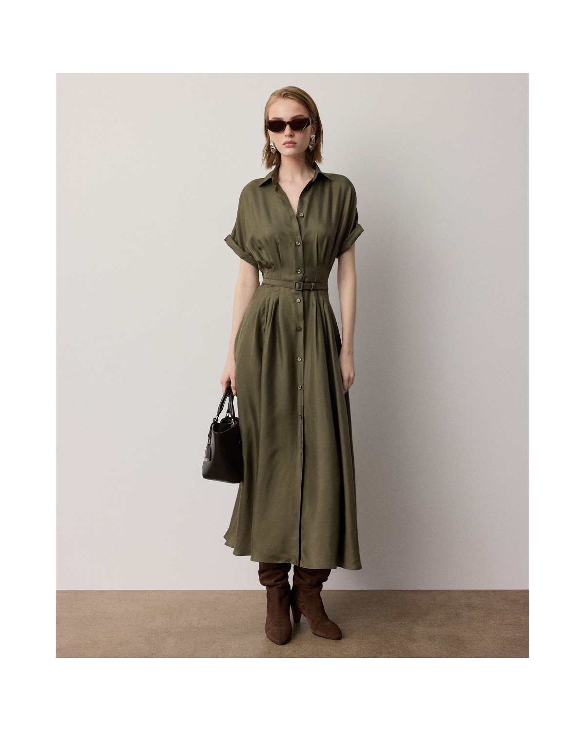 Ralph Lauren Donatella Silk Twill Day Dress