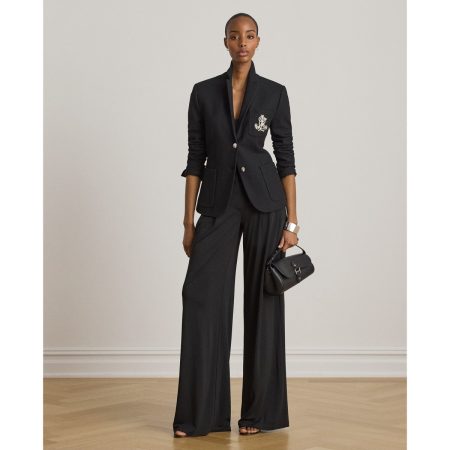 Ralph Lauren Pleated Stretch Jersey Wide-Leg Pant