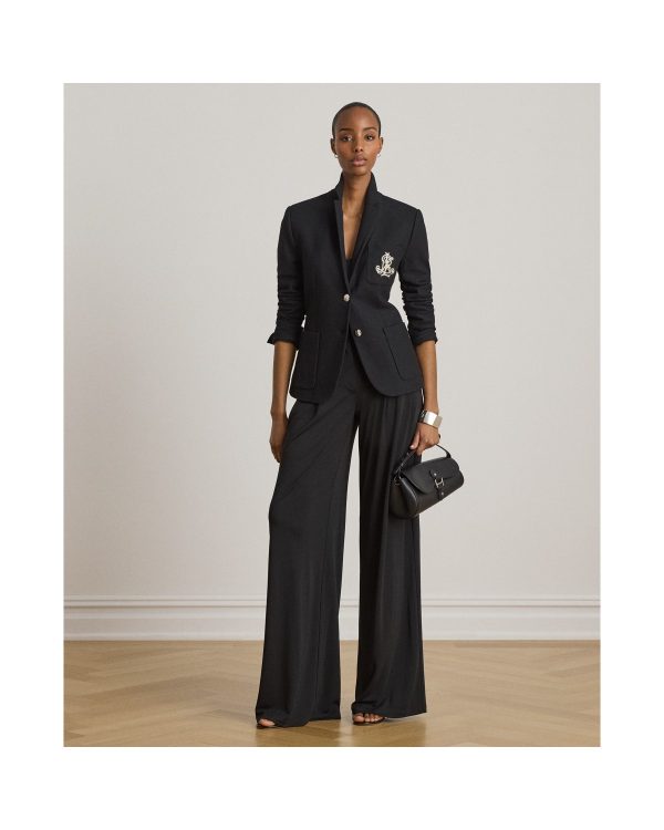 Ralph Lauren Pleated Stretch Jersey Wide-Leg Pant