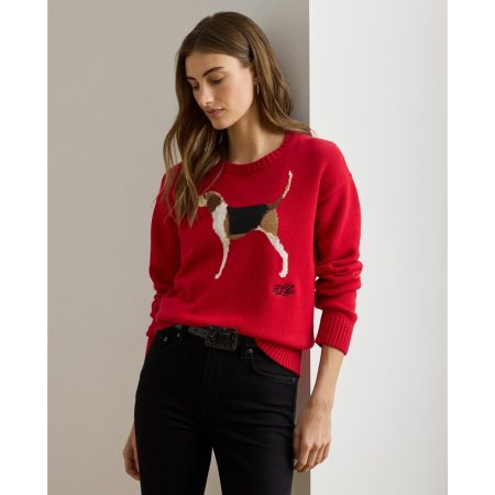 Ralph Lauren Intarsia-Knit Foxhound Cotton Sweater