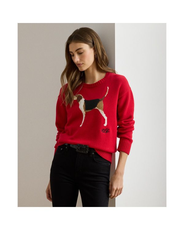 Ralph Lauren Intarsia-Knit Foxhound Cotton Sweater