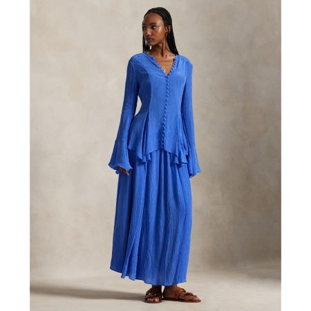 Ralph Lauren Crinkled A Line Wrap Skirt