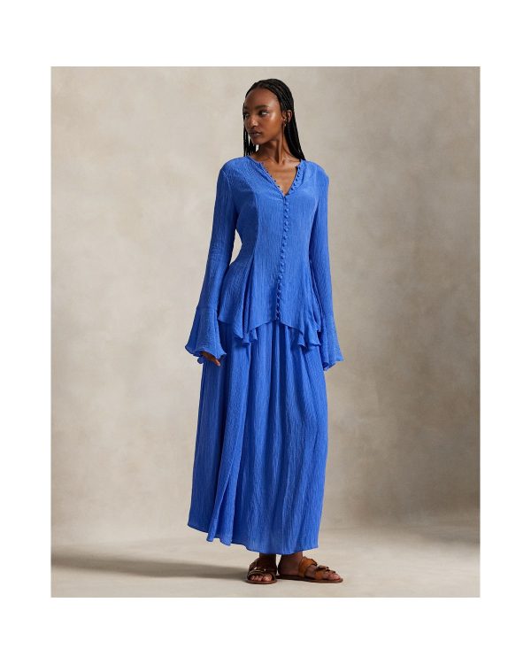 Ralph Lauren Crinkled A Line Wrap Skirt