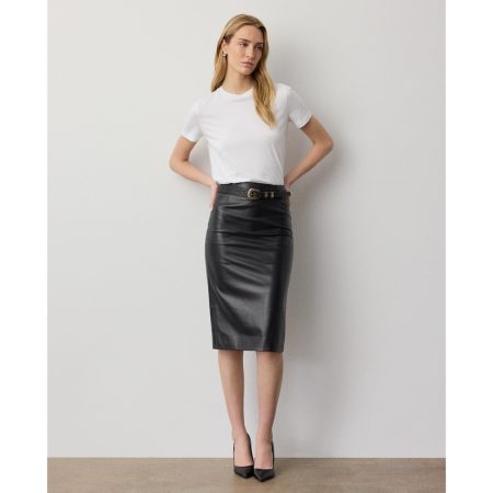 Ralph Lauren Short Curran Nappa Leather Pencil Skirt