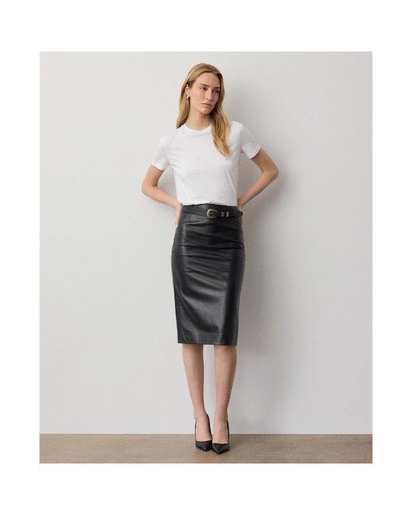 Ralph Lauren Short Curran Nappa Leather Pencil Skirt
