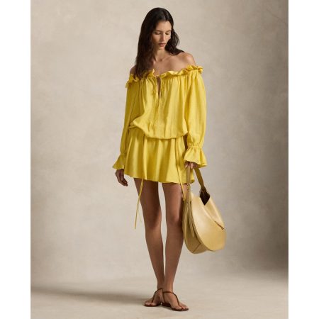 Ralph Lauren Off-the-Shoulder Crepe Dress