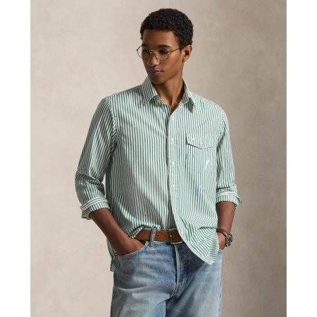Polo Ralph Lauren Classic Fit Paint-Splatter Striped Shirt