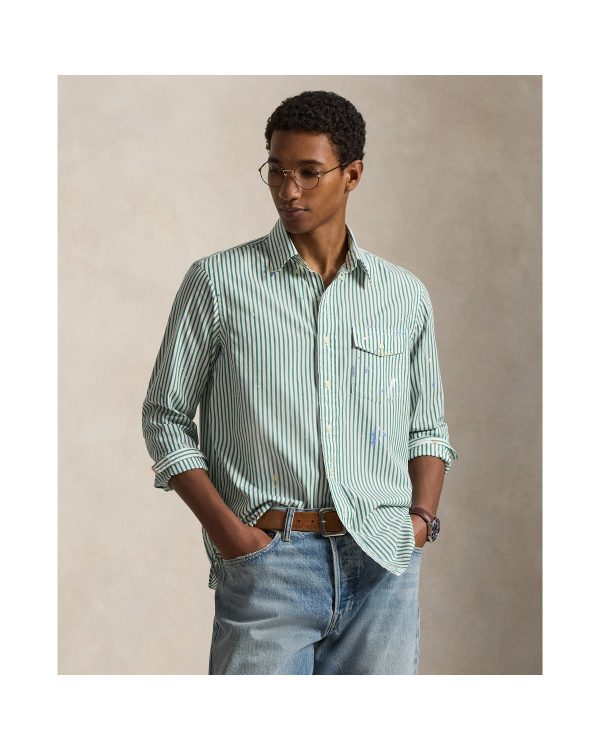 Polo Ralph Lauren Classic Fit Paint-Splatter Striped Shirt