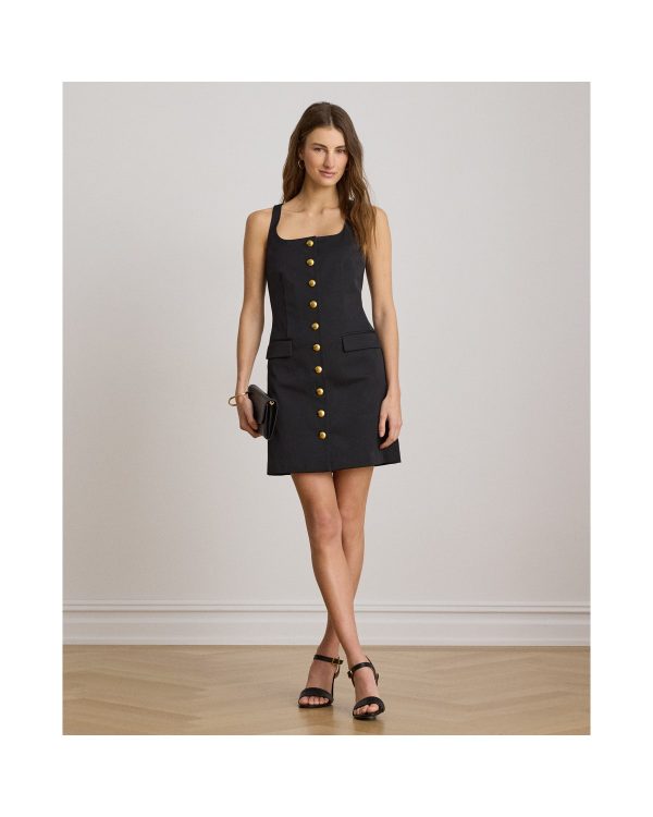 Ralph Lauren Button-Trim Faille Cocktail Dress
