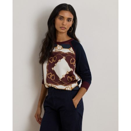 Ralph Lauren Equestrian-Print Cotton-Blend Sweater