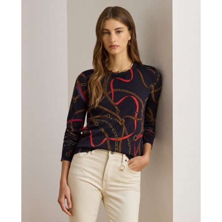Ralph Lauren Belting-Print Cotton-Blend Sweater