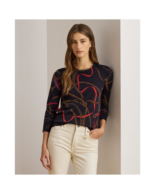 Ralph Lauren Belting-Print Cotton-Blend Sweater