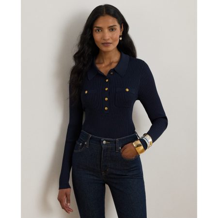 Ralph Lauren Rib Knit Long Sleeve Polo Sweater