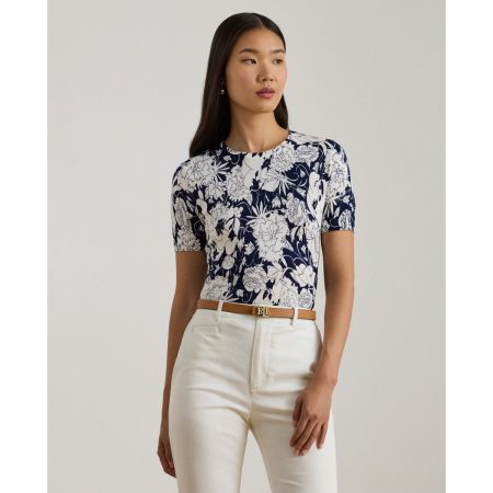Ralph Lauren Floral Cotton-Blend Short-Sleeve Sweater