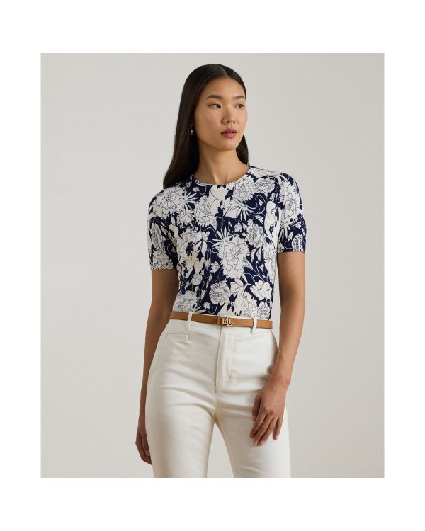 Ralph Lauren Floral Cotton-Blend Short-Sleeve Sweater