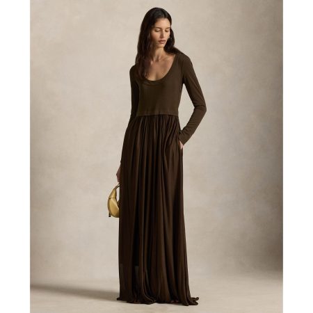 Ralph Lauren Tie-Back Jersey Maxidress