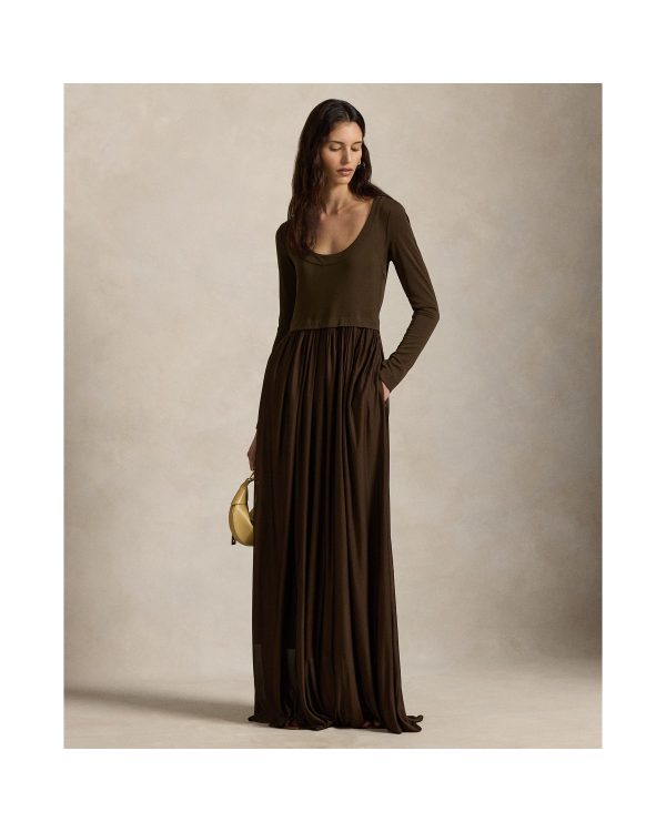 Ralph Lauren Tie-Back Jersey Maxidress
