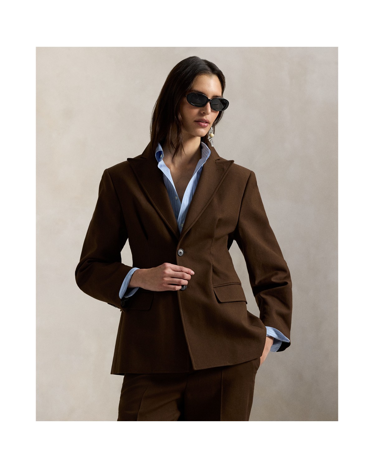 Ralph Lauren Single-Breasted Cotton-Wool Crepe Blazer