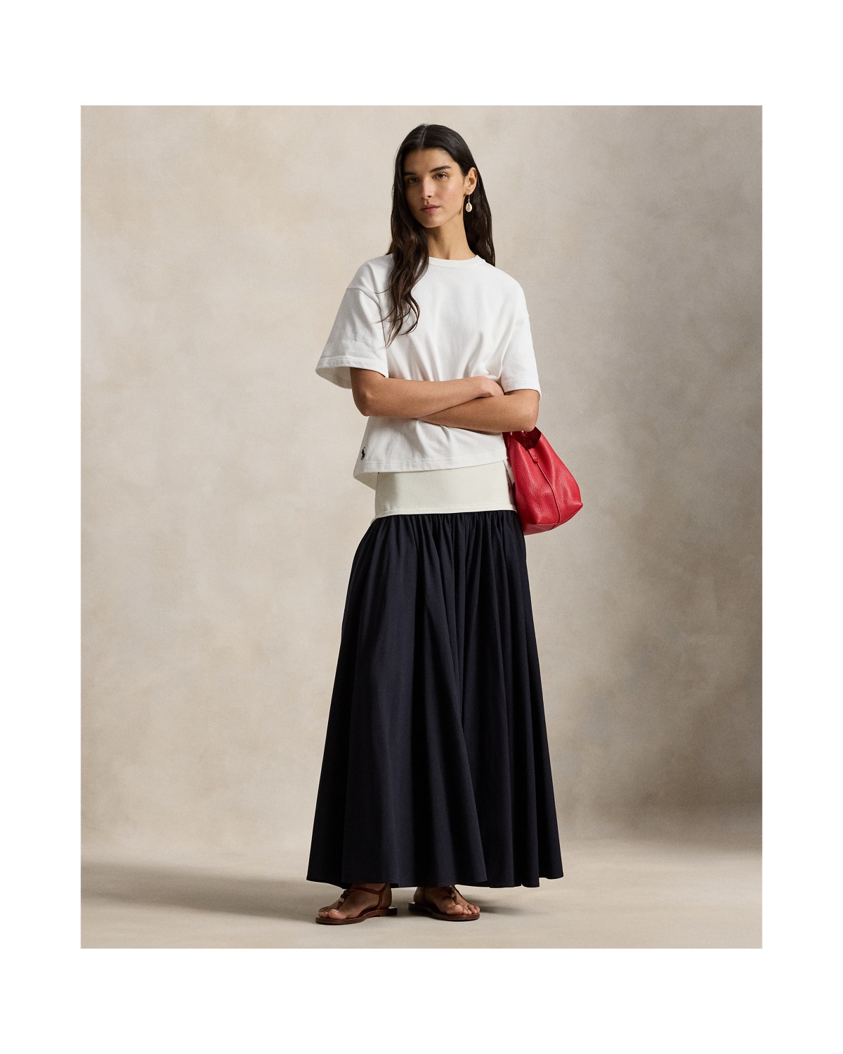 Ralph Lauren Contrast Waistband A Line Skirt