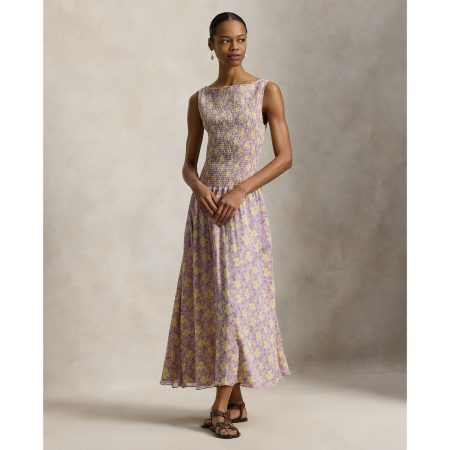Ralph Lauren Floral Smocked Crinkled Dress