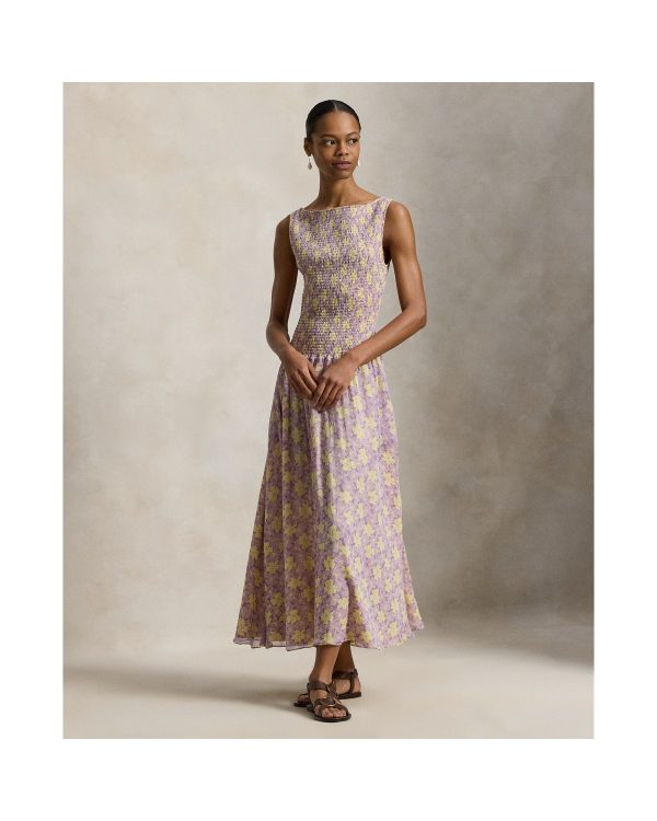 Ralph Lauren Floral Smocked Crinkled Dress