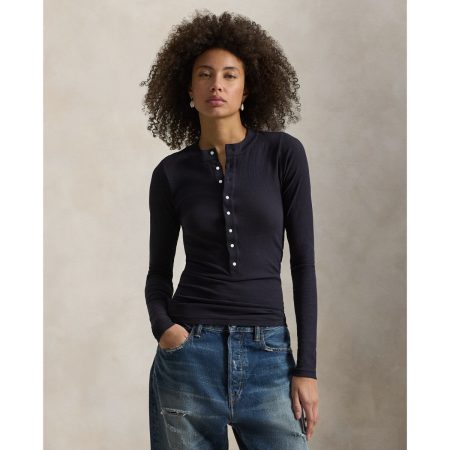 Ralph Lauren Ribbed Crepe Henley Shirt