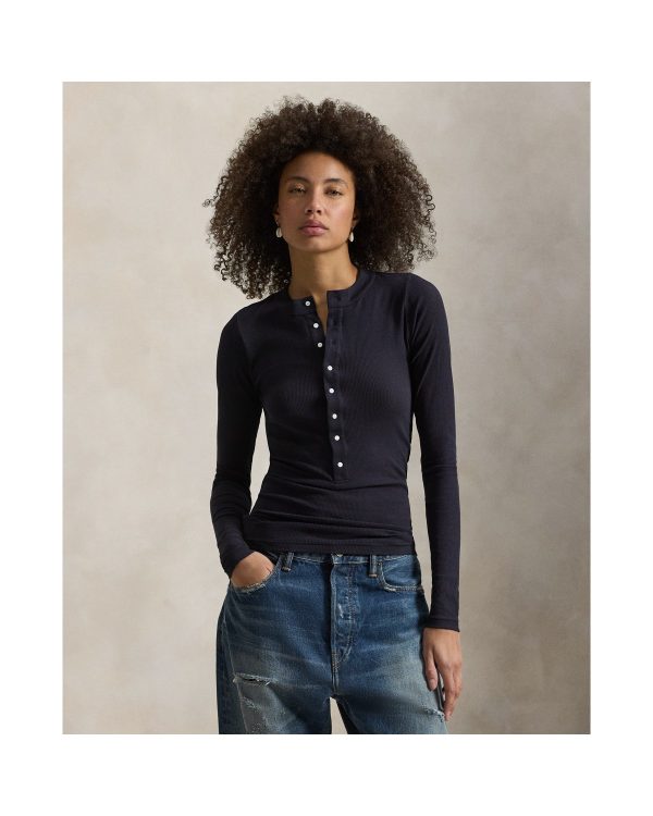 Ralph Lauren Ribbed Crepe Henley Shirt