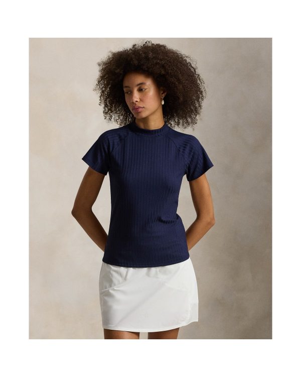 Ralph Lauren Ribbed Short-Sleeve Mockneck