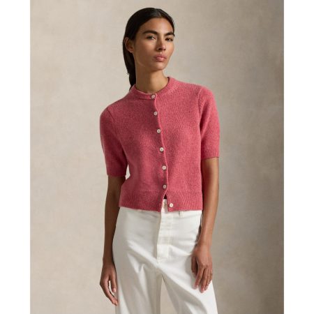 Ralph Lauren Cashmere Crewneck Short-Sleeve Cardigan