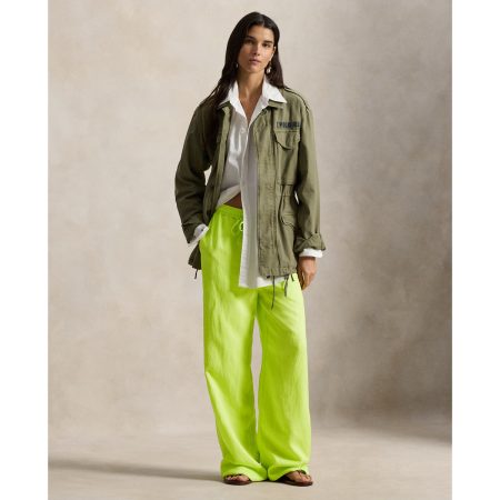 Ralph Lauren Twill Drawstring Wide-Leg Pant