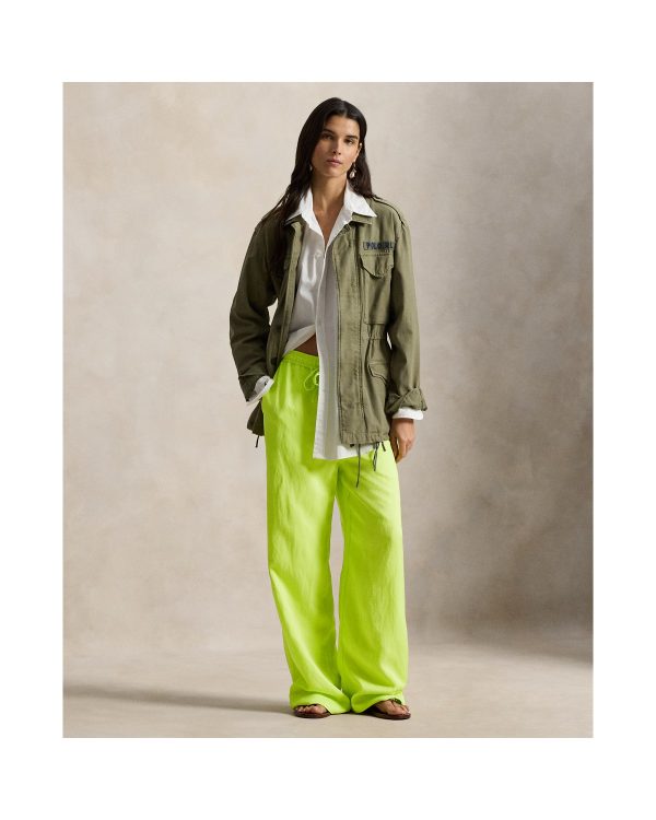 Ralph Lauren Twill Drawstring Wide-Leg Pant